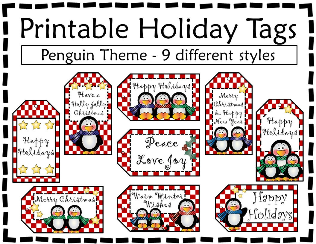 Printable Penguin Gift Tags - Holiday Gift Tags - Gift Tags in Penguin Gift Tags Printable