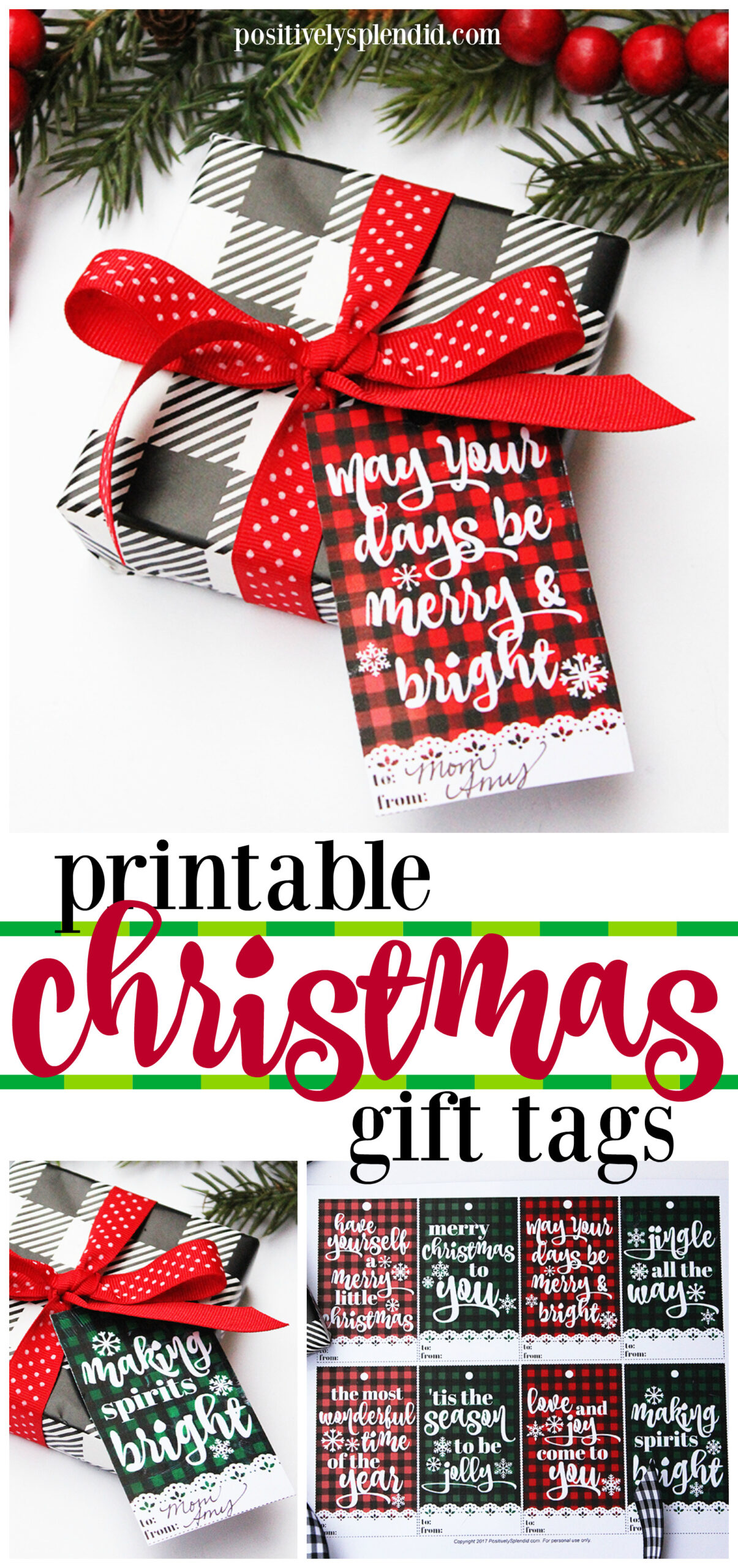 Printable Plaid Christmas Gift Tags - Positively Splendid {Crafts intended for Free Printable Christmas Gift Tags From Teacher