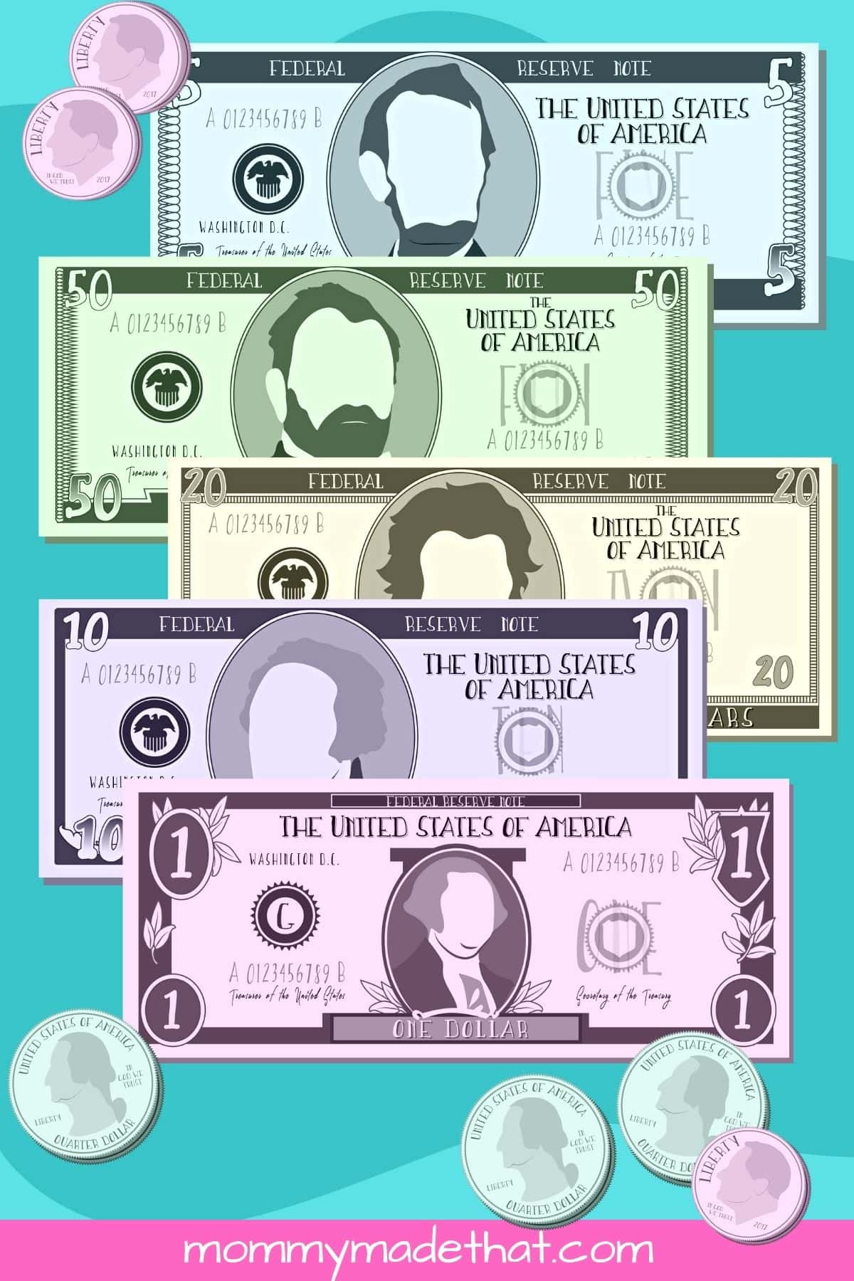 Printable Play Money (Lots Of Free Fake Money Templates) for Free Printable Dollar Bill Template