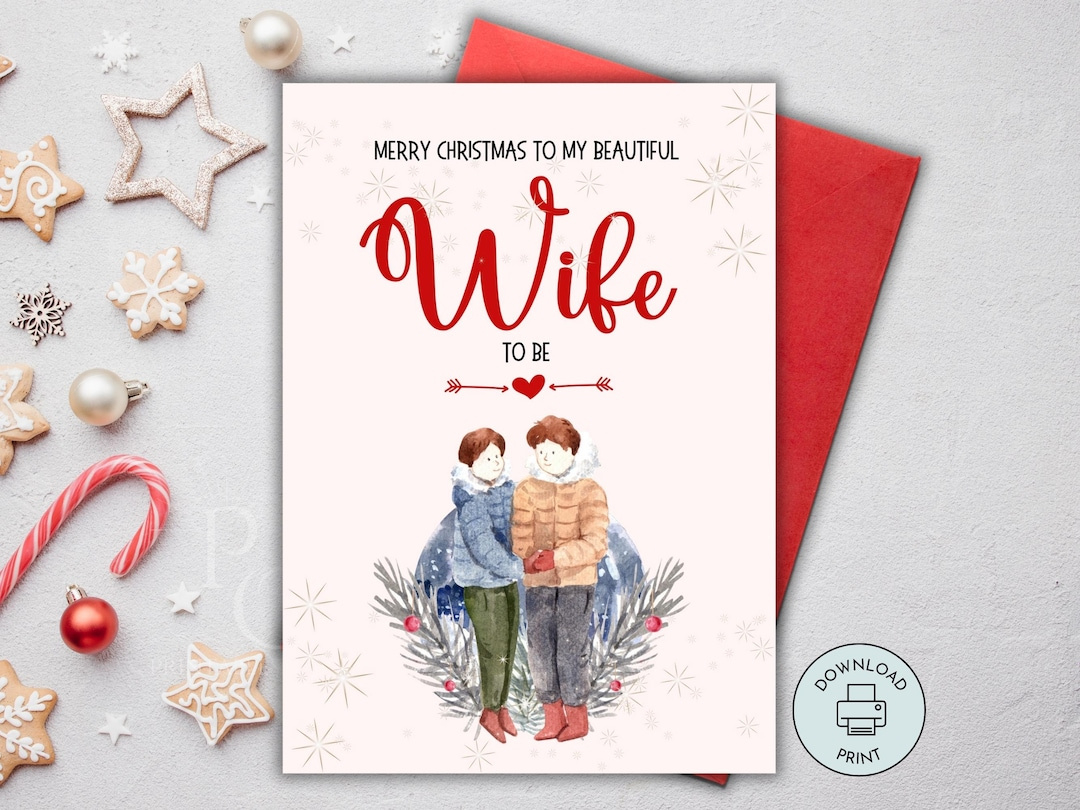 Printable Romantic Christmas Card For Wife To Be, Fiancée intended for Printable Christmas Card For Wife