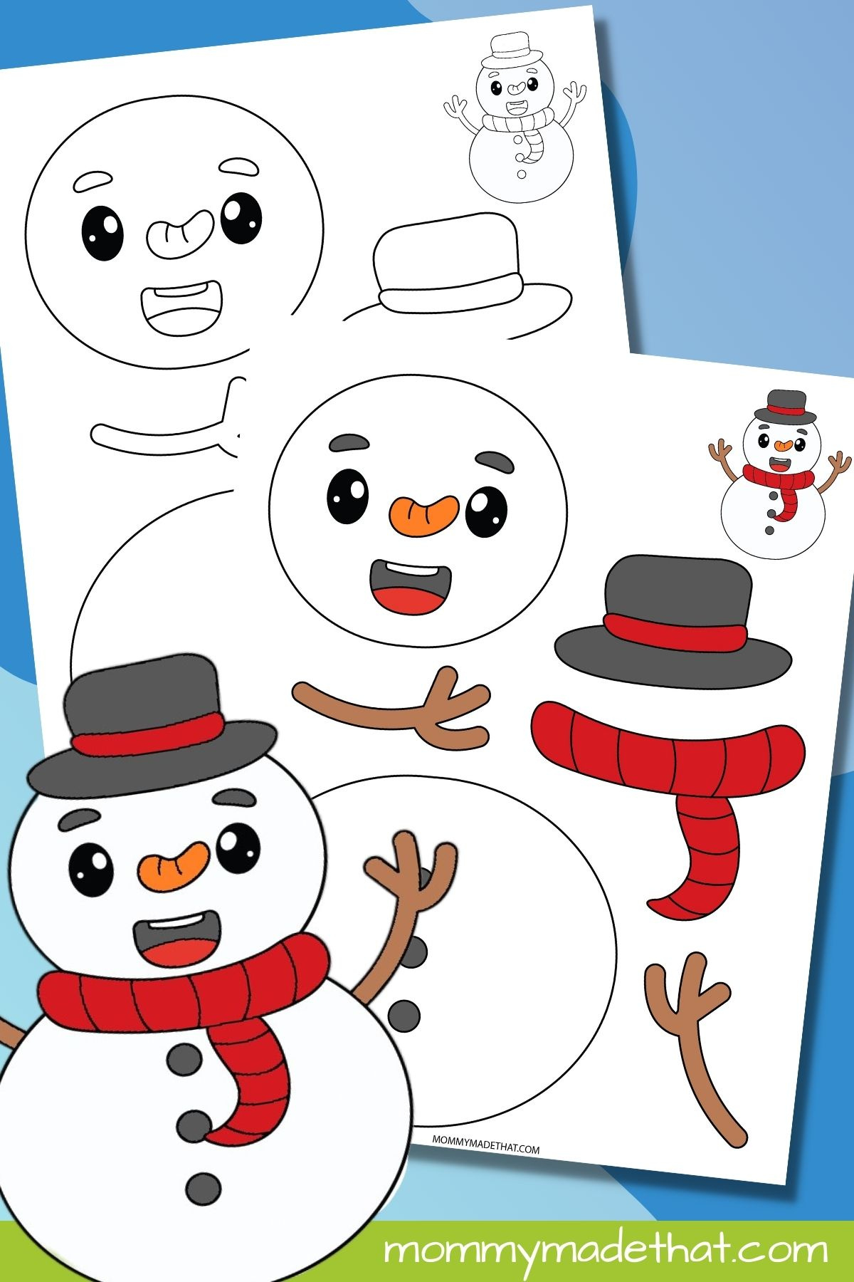 Printable Snowman Craft (With Free Template!) pertaining to Free Printable Snowman Accessories