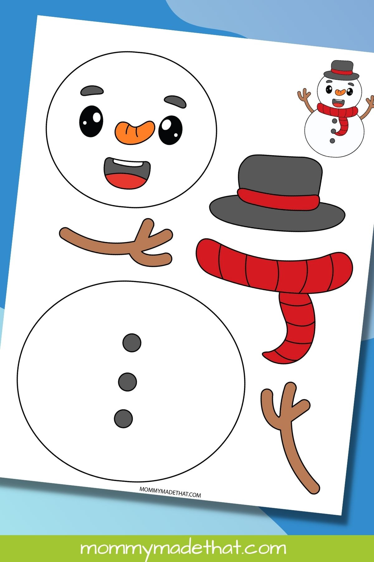 Printable Snowman Craft (With Free Template!) throughout Printable Snowman Body Parts