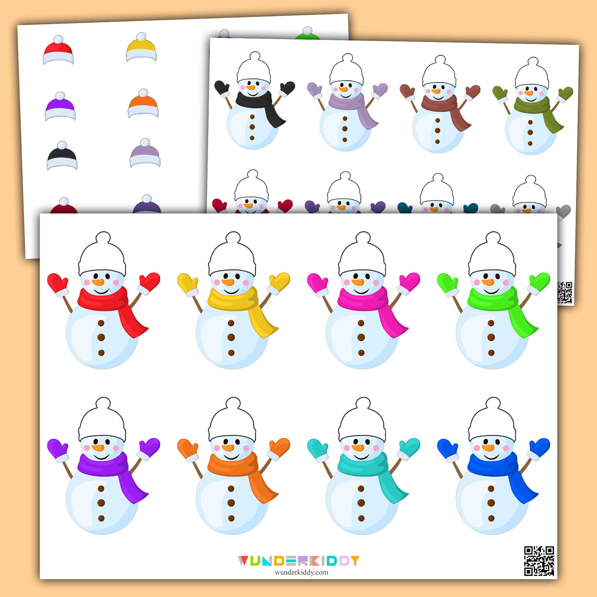 Printable Snowman Hats Shadow Matching Activity For Kids pertaining to Printable Snowman Hats And Scarves