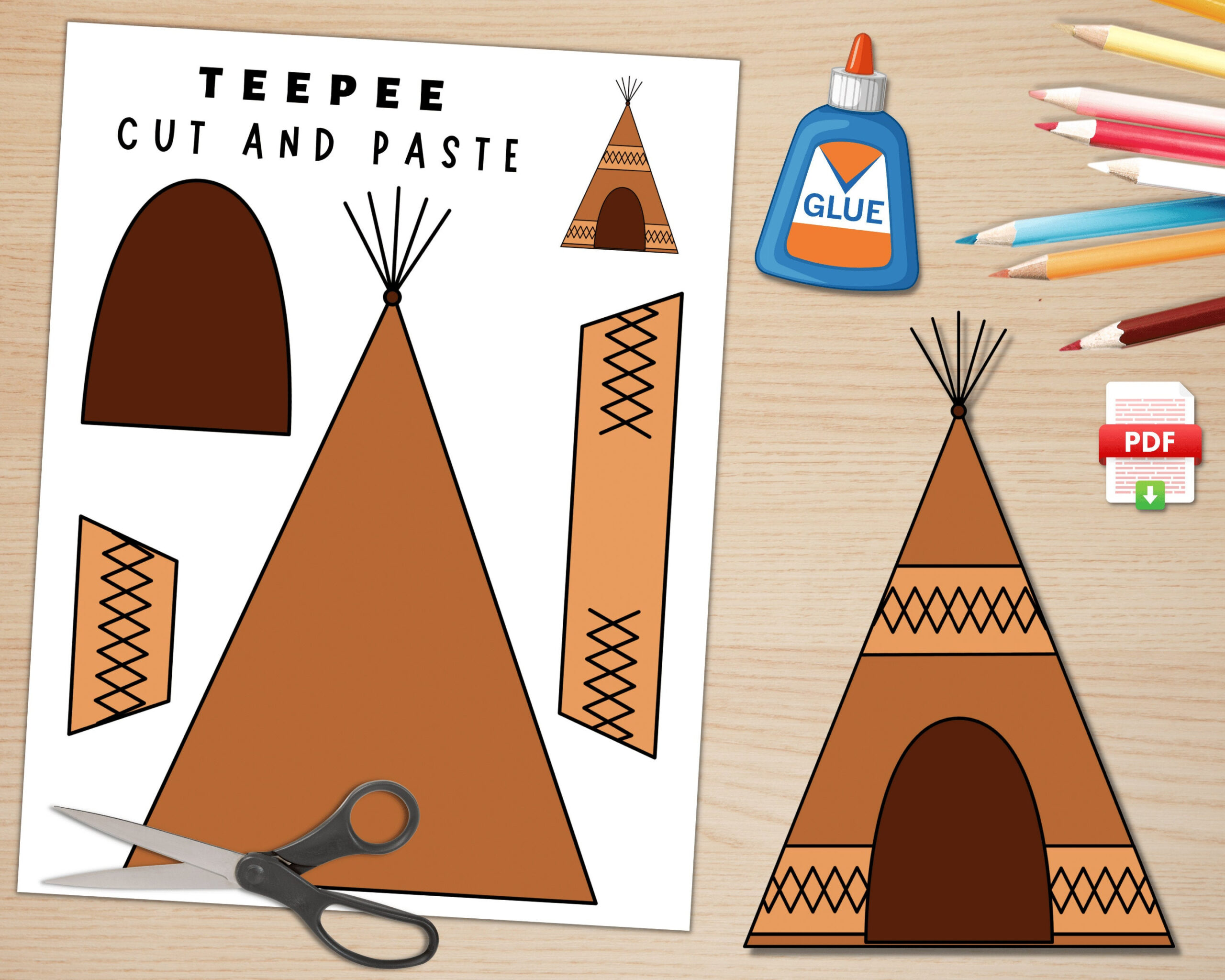 Printable Teepee Craft | Native American Day Craft Activity in Free Printable Teepee