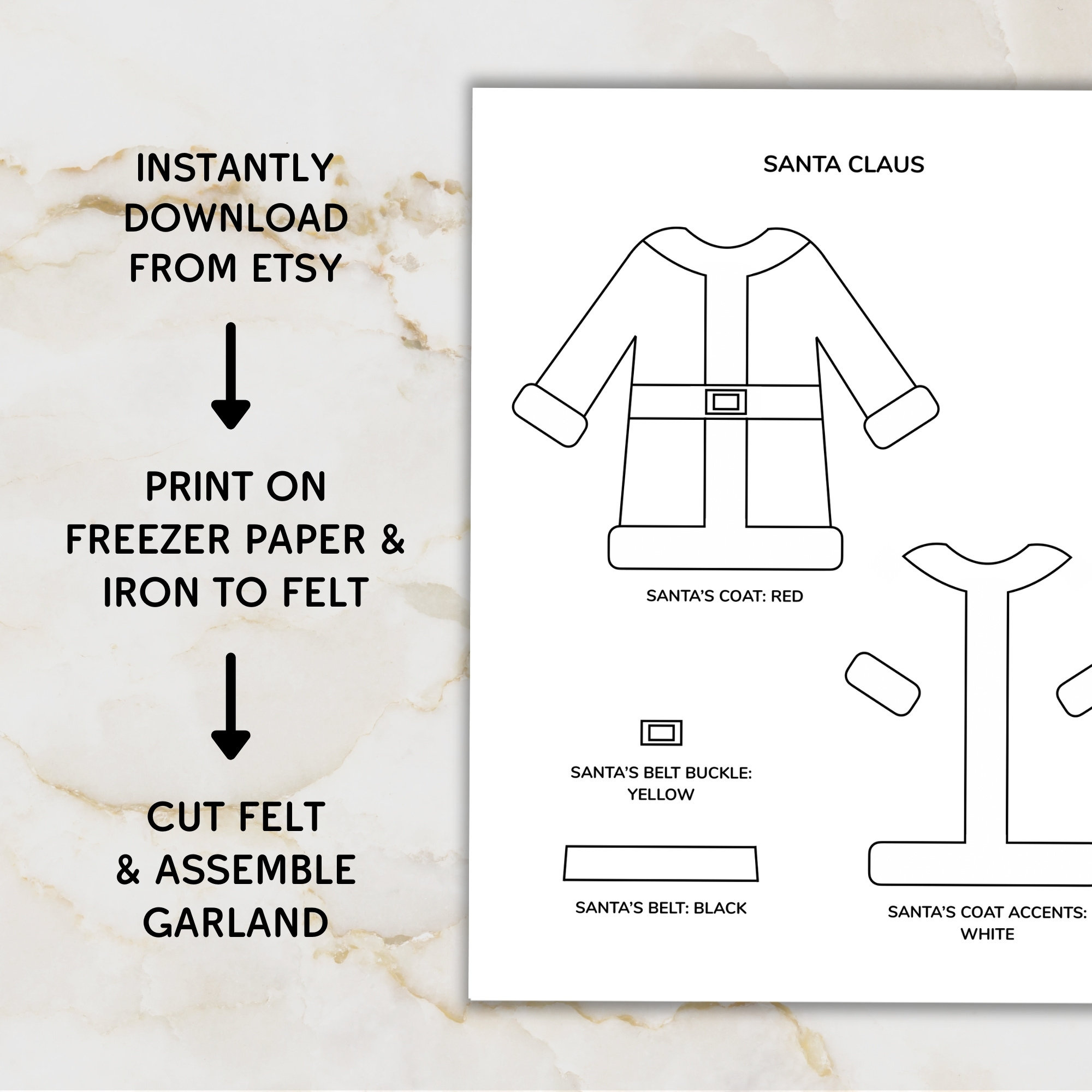 Printable Template For Santa&amp;#039;S Clothesline Garland - Pdf Instant regarding Santa Suit Template Printable