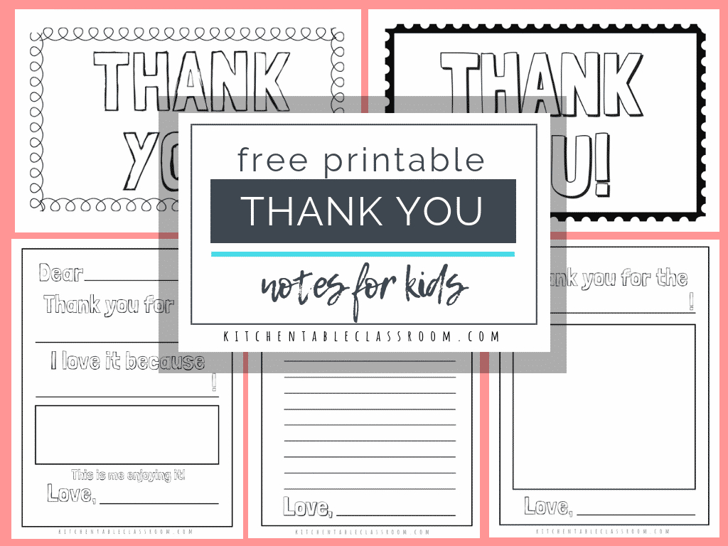 Printable Thank You Cards For Kids - The Kitchen Table Classroom intended for Thank You Cards Printable Kids