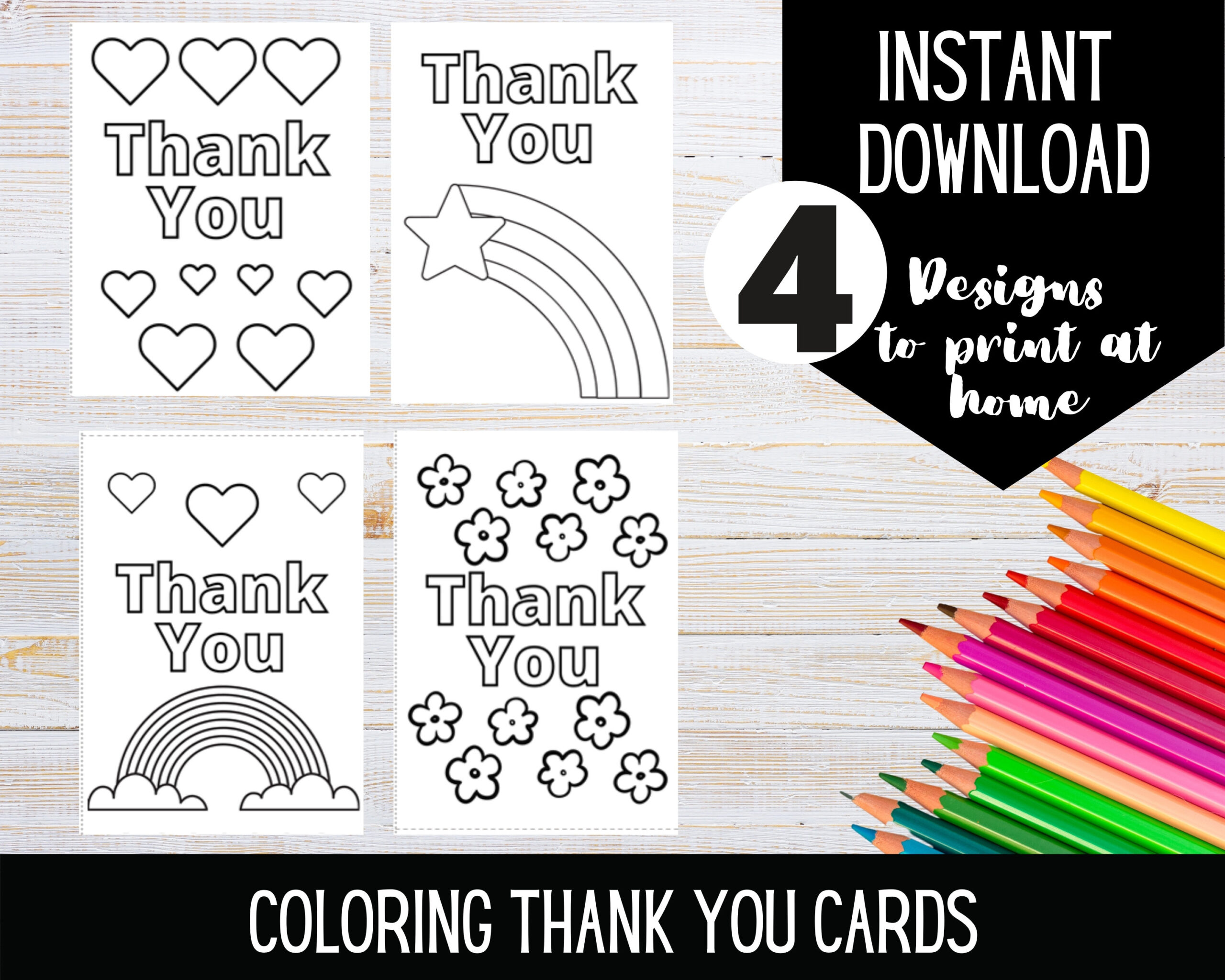 Printable Thank You Coloring Cards | Color Your Own Thank You Card in Printable Thank You Cards to Color