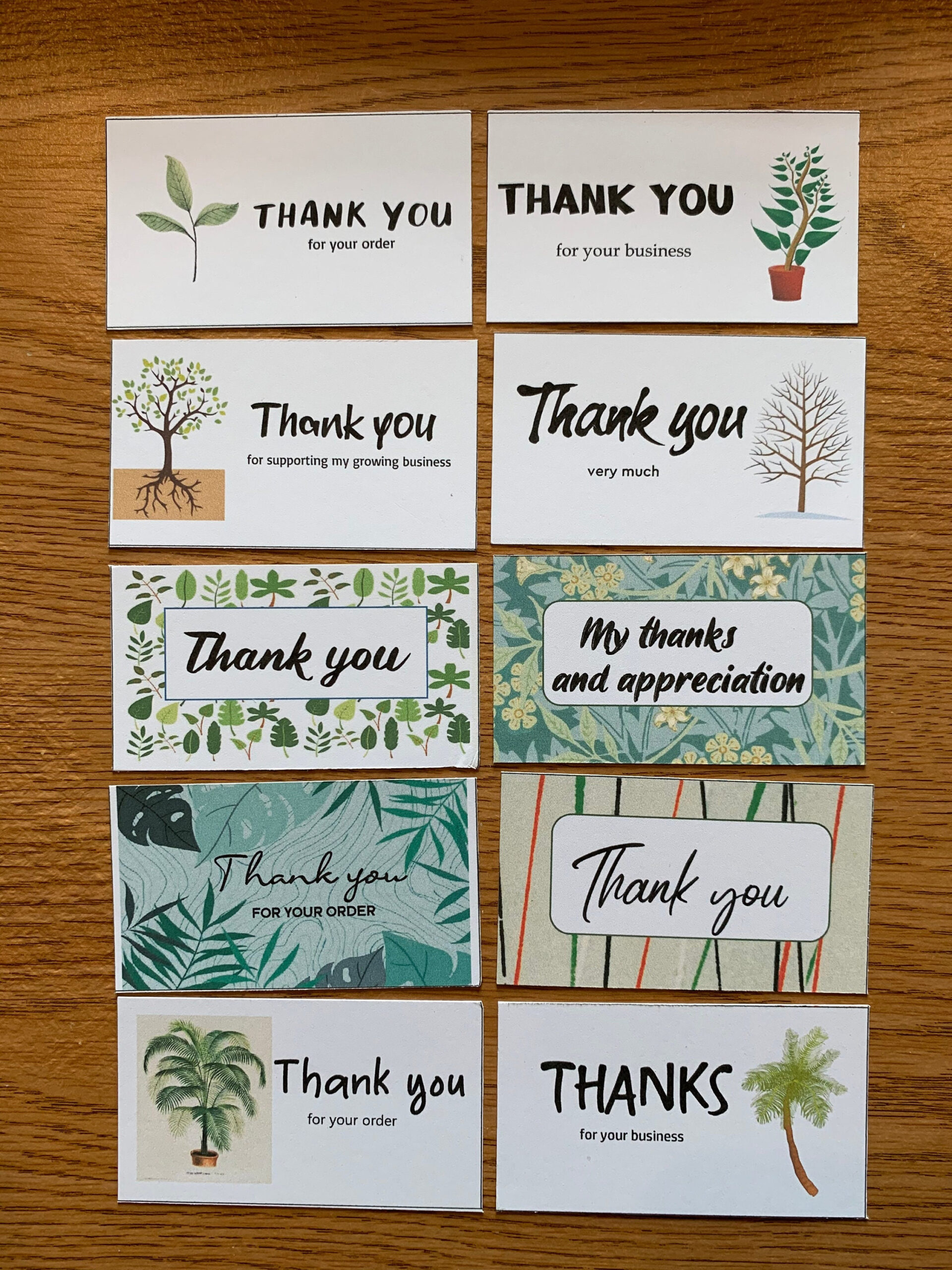 Printable Thank You For Your Order Cards, Set Of 10, Mini Cards in Thank You Cards Printable For Business