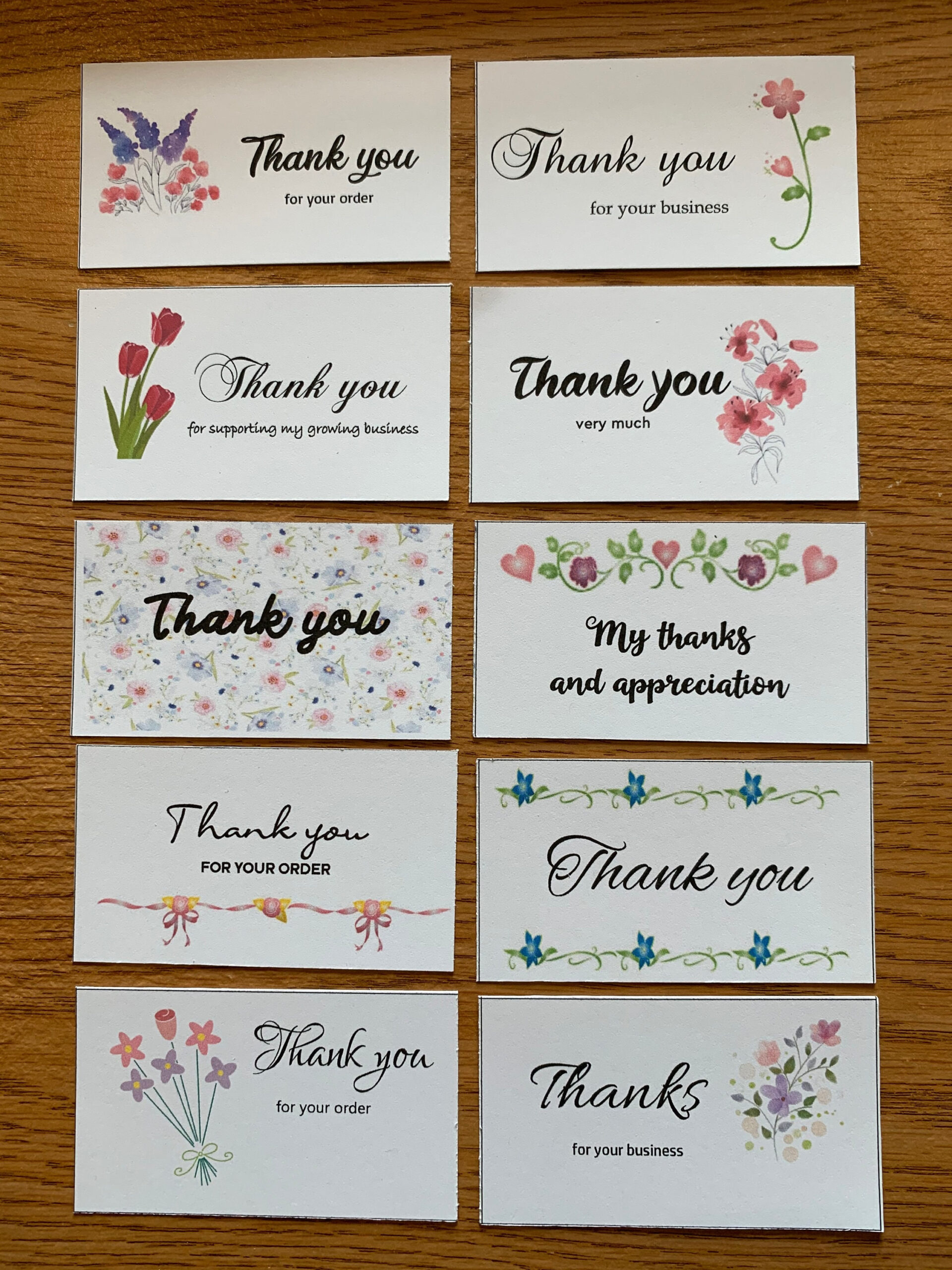 Printable Thank You For Your Order Cards, Set Of 10, Mini Cards inside Printable Mini Thank You Cards