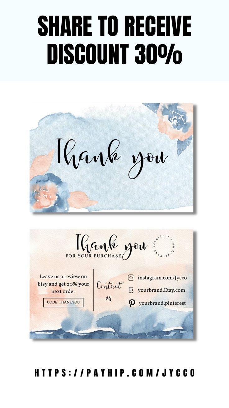 Printable Thank You For Your Purchase Card within Pinterest Thank You Cards Printable