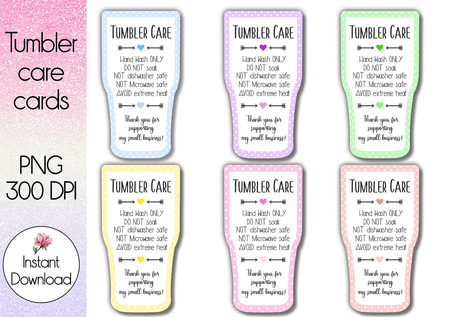 Printable Tumbler Care Card, Tumbler Wash (1173655) inside Free Printable Tumbler Care Instructions