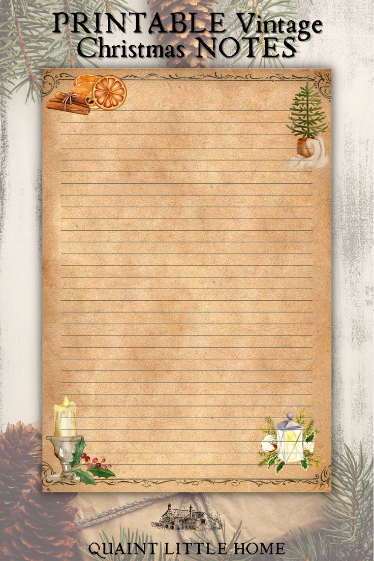 Printable Vintage Christmas Notes | High Quality Pdf | A4, A5 regarding Christmas Letter Writing Paper Printable