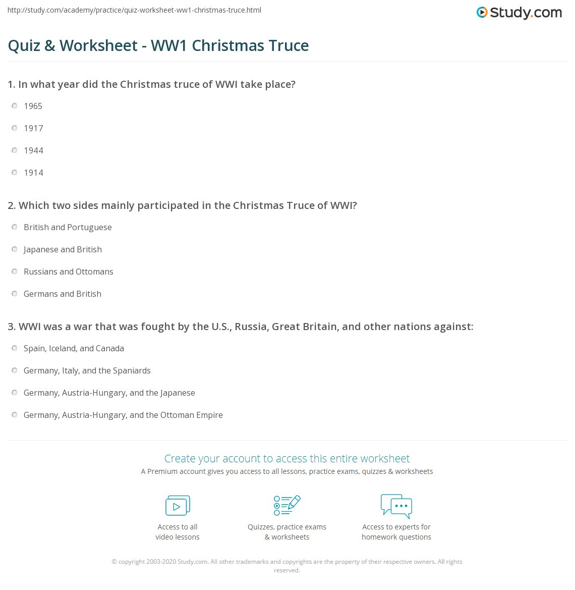 Quiz & Worksheet - Ww1 Christmas Truce | Study inside Christmas Truce Worksheet