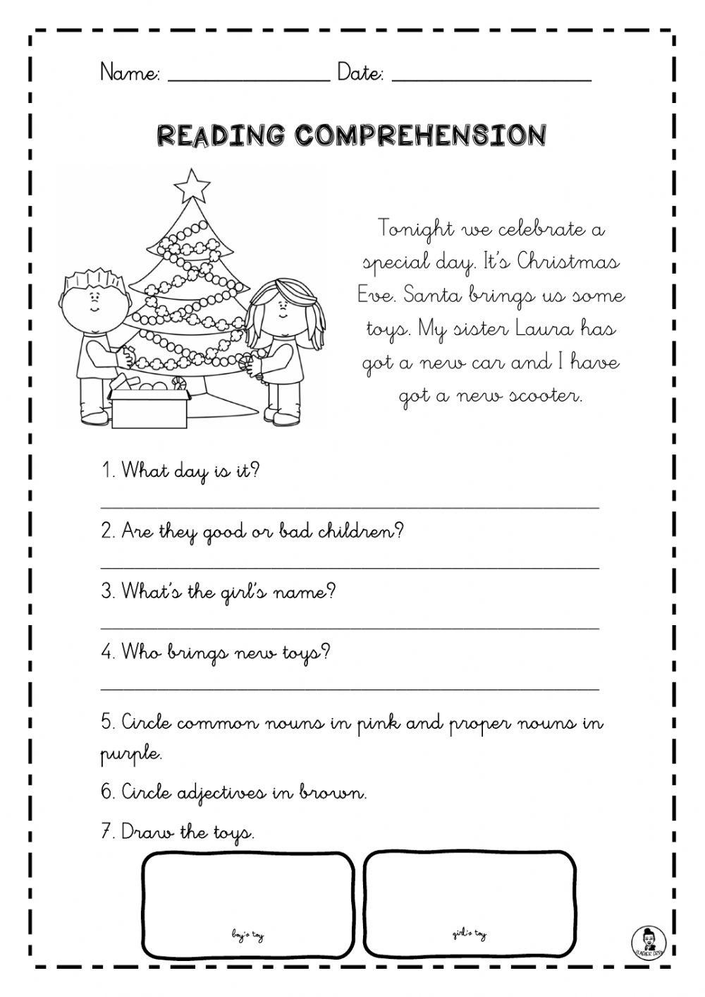 Reading Comprehension Christmas Worksheet - Worksheets Library throughout Free Christmas Comprehension Worksheets Printable