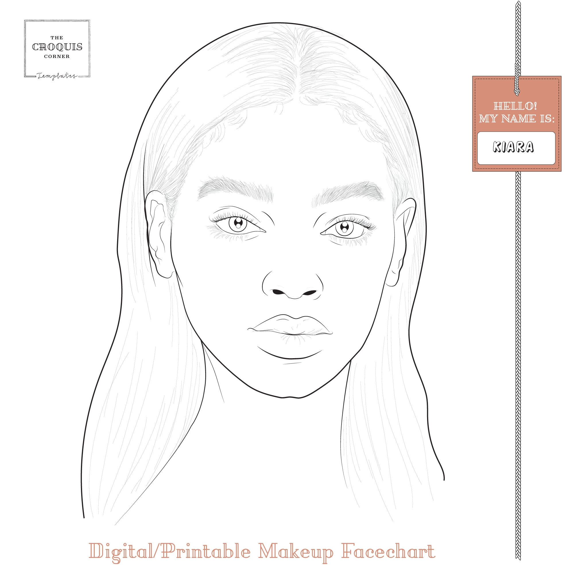 Realistic Makeup Face Chart "Kiara" | Make-Up Artist Practice pertaining to Makeup Face Chart Printable