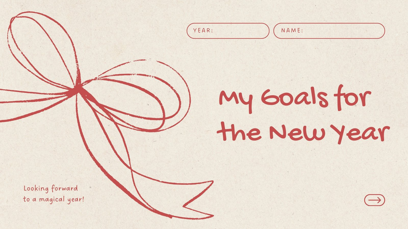 Red And Cream Hand Drawn Bow New Year Planner Presentation throughout Printable New Year&amp;amp;#039;s Resolution Template 2026