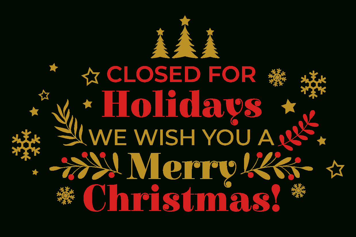 Red And Gold Closed For Christmas Sign Template | Square Signs for Christmas Closed Sign Template