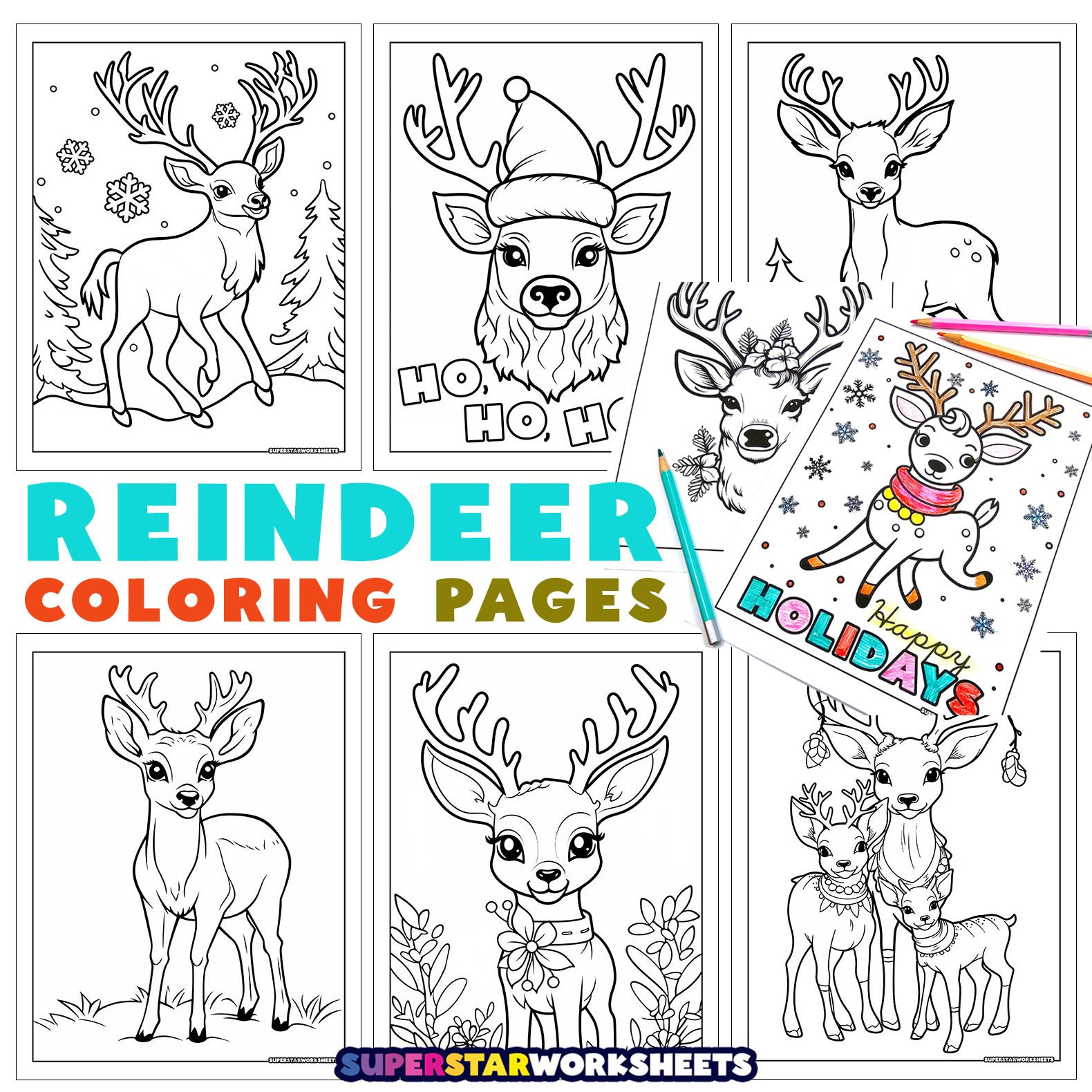 Reindeer Coloring Pages (Free Printables) - Superstar Worksheets pertaining to Baby Reindeer Printable