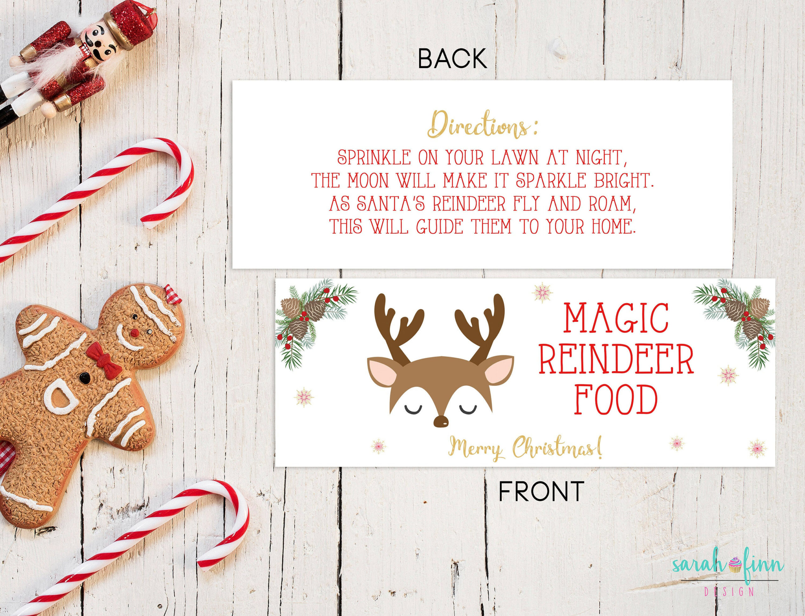 Reindeer Food Bag Topper Printable File Instant Download School pertaining to Free Reindeer Food Printable Bag Topper