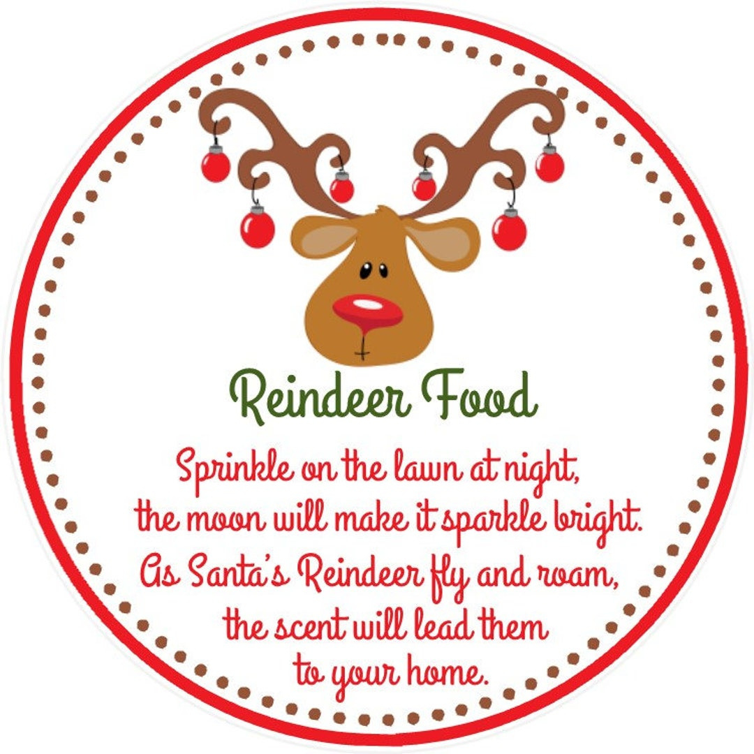 Reindeer Food Tags - Printable File - Instant Download / Reindeer in Reindeer Food Label Printable