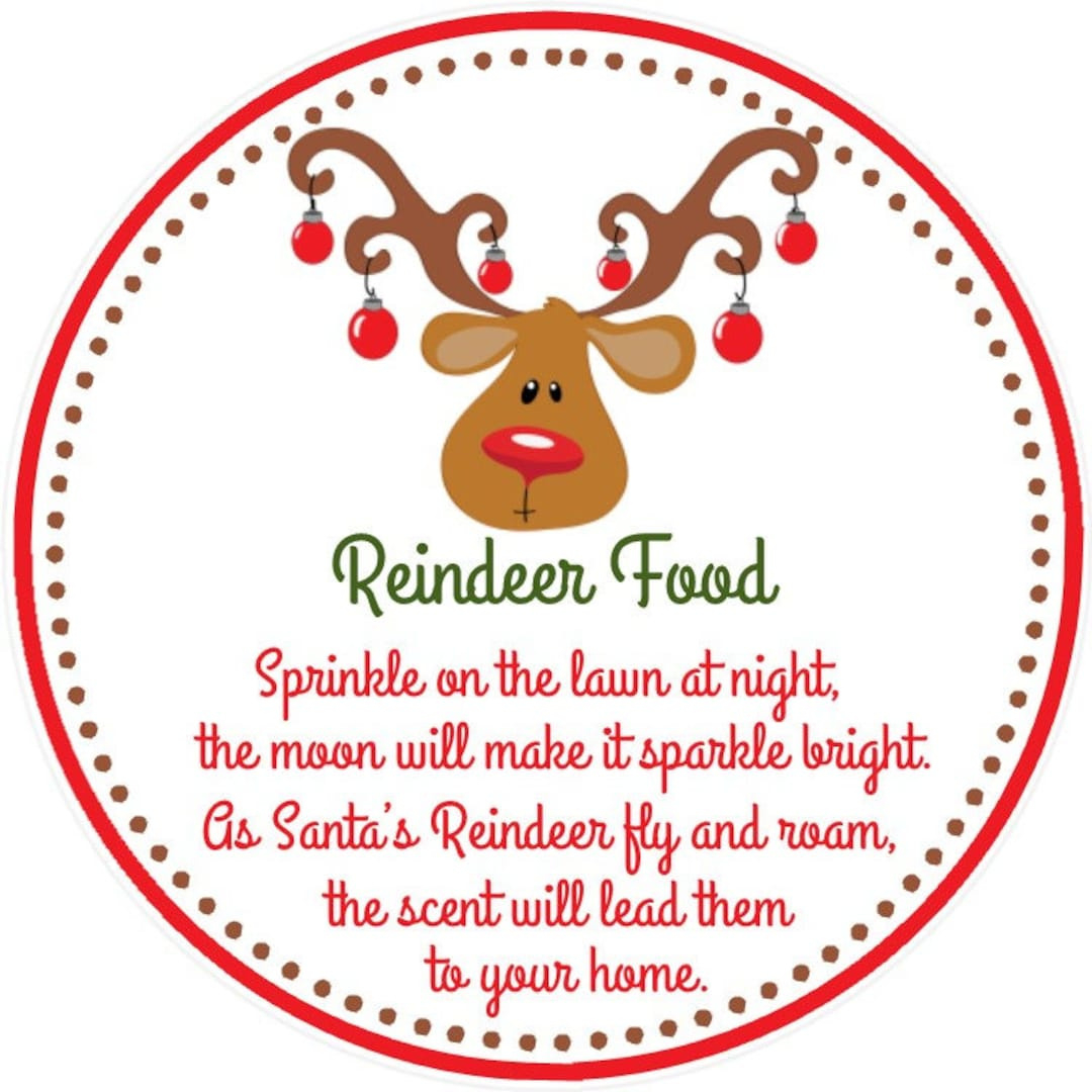 Reindeer Food Tags - Printable File - Instant Download / Reindeer pertaining to Reindeer Food Printable Label
