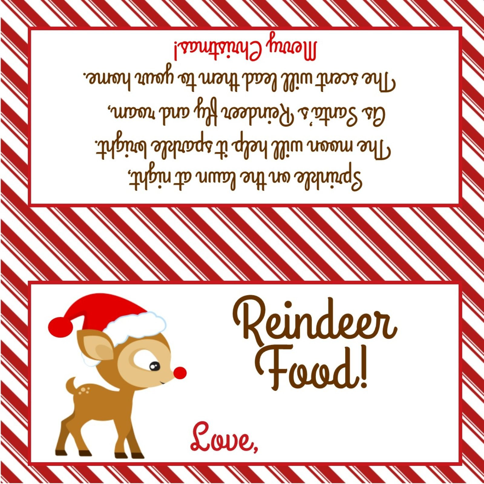 Reindeer Food - Treat Bag Topper - Digital File - You Print! with regard to Reindeer Treat Bag Printable