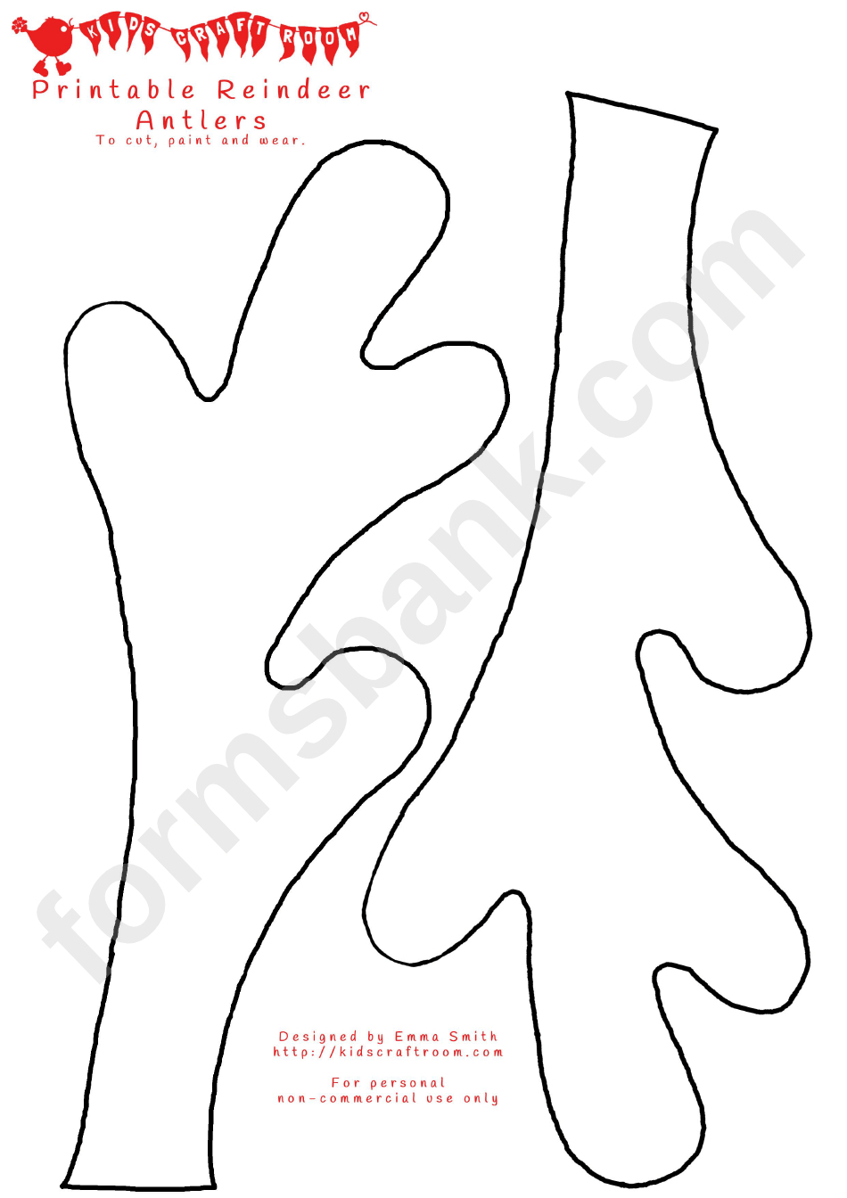 Reindeer Hat Printable - Printable Party Favors with regard to Reindeer Antlers Template Printable