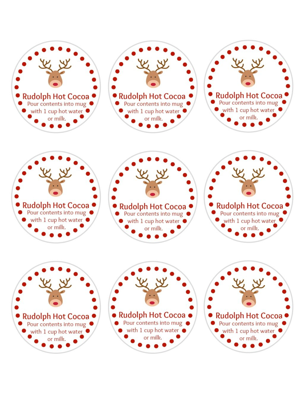 Reindeer Hot Chocolate Bags With Free Printable Tags! with regard to Reindeer Cone Printable