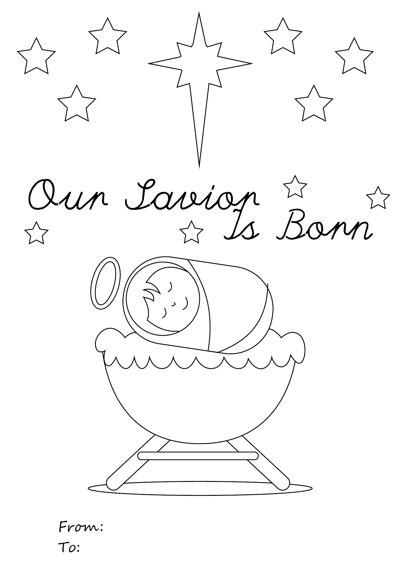 Religious Christmas Cards To Color pertaining to Printable Religious Christmas Card To Color