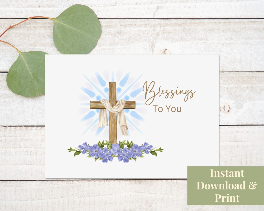 Religious Thank You Card, Printable Religious Card, Blessings To in Religious Thank You Cards Printable