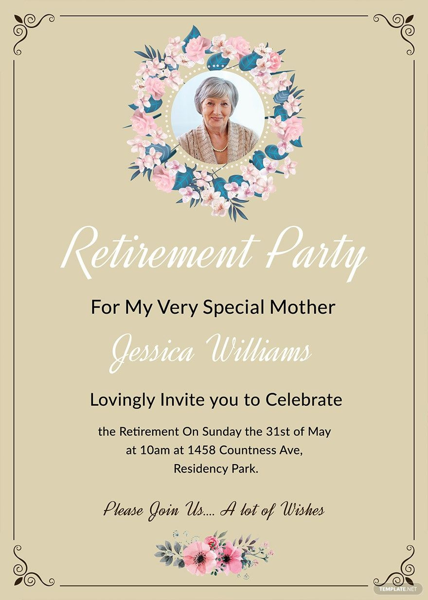 Retirement Party Invitation Template In Word, Psd, Illustrator for Free Editable Retirement Invitation Templates