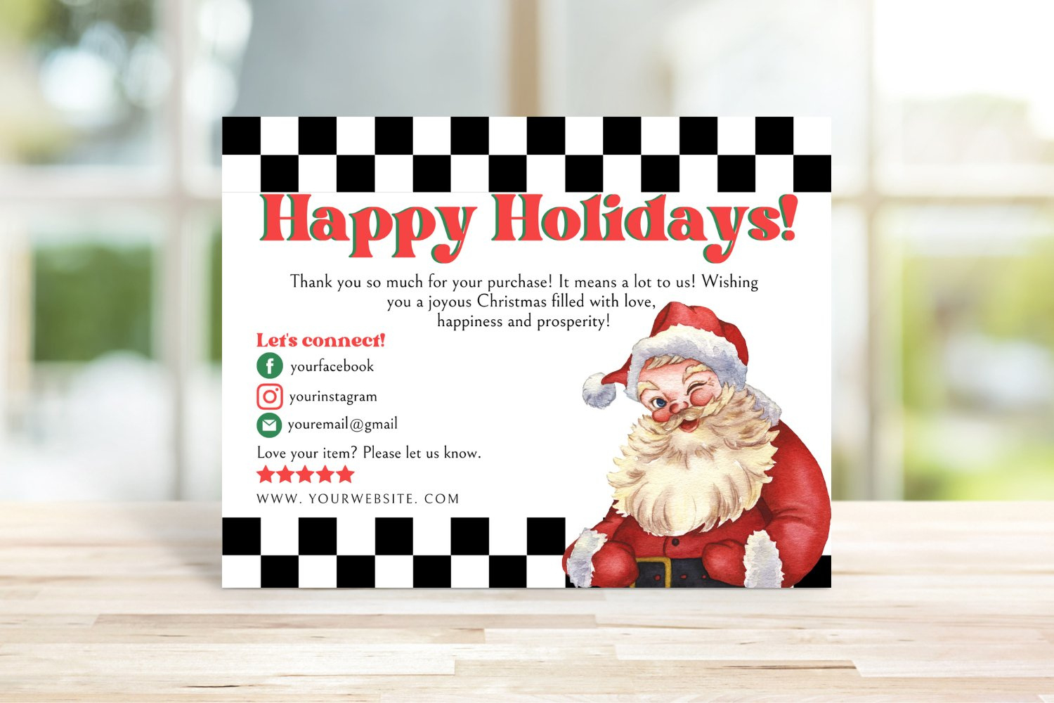 Retro Christmas Thank You Card For Small Business regarding Santa Thank You Card Printable