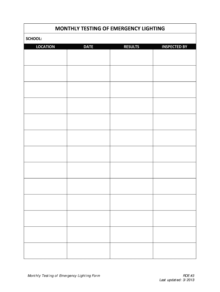 Roe 3 Emergency Lighting Testing Form - Fill Online, Printable regarding Free Printable Emergency Lighting Test Log Template