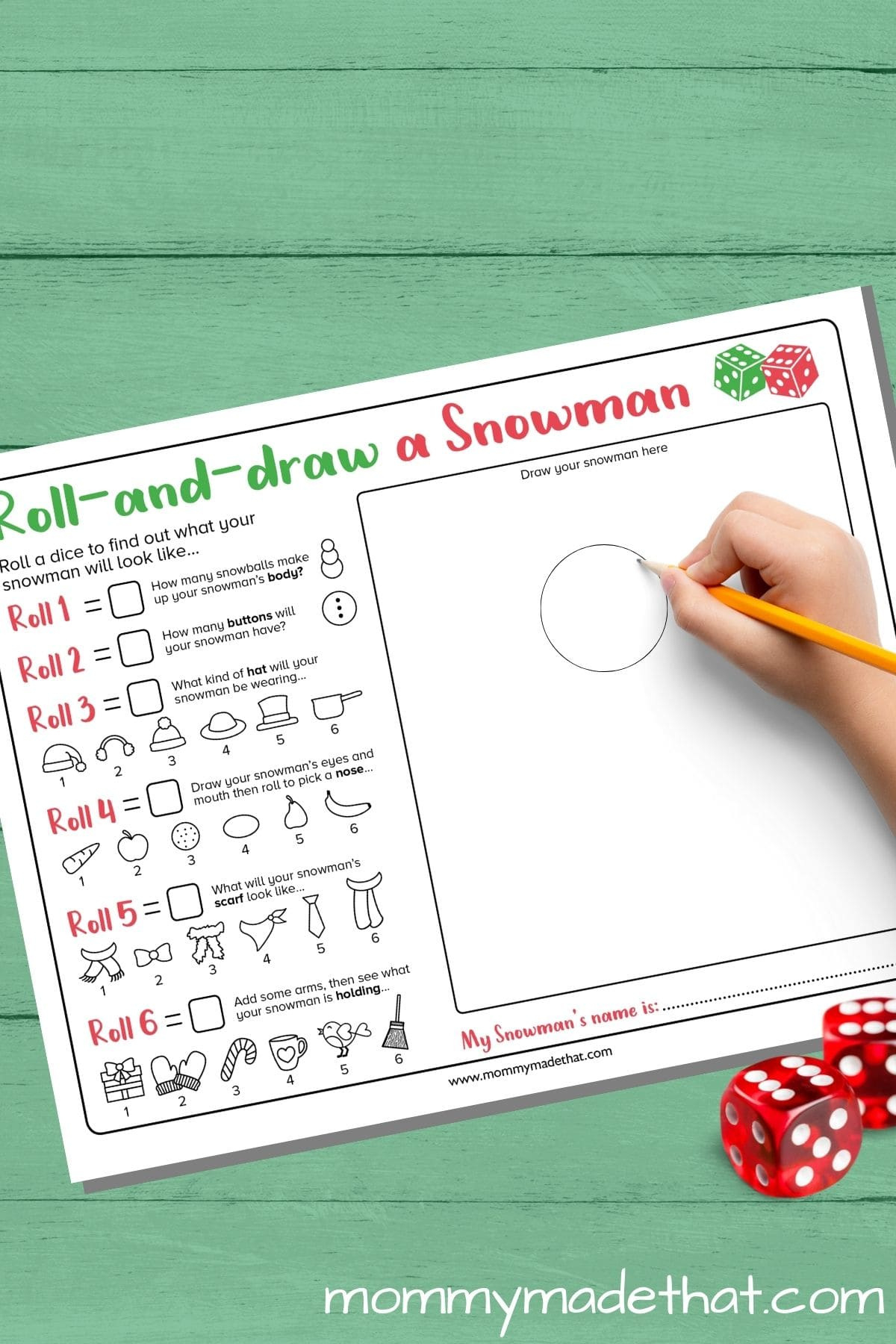 Roll A Snowman (Fun Free Printable Game) within Printable Snowman Game