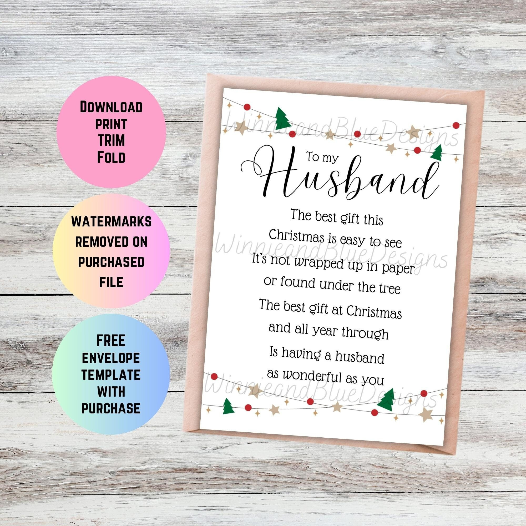Romantic Christmas Poem Card For Husband (Printable Pdf) for Christmas Card For Husband Printable