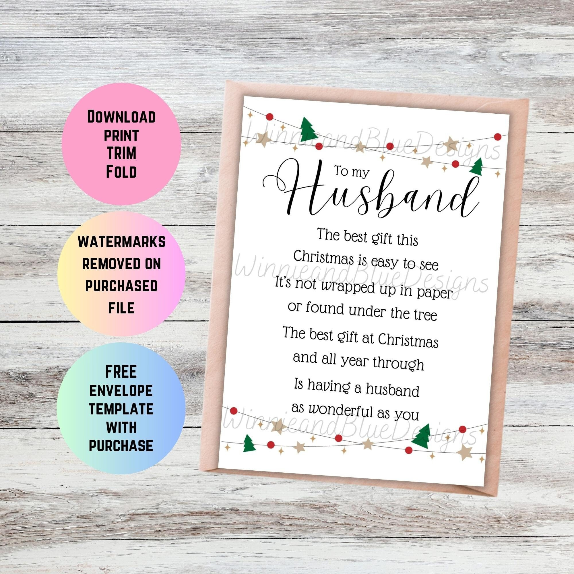 Romantic Christmas Poem Card For Husband (Printable Pdf) regarding Printable Christmas Card Husband