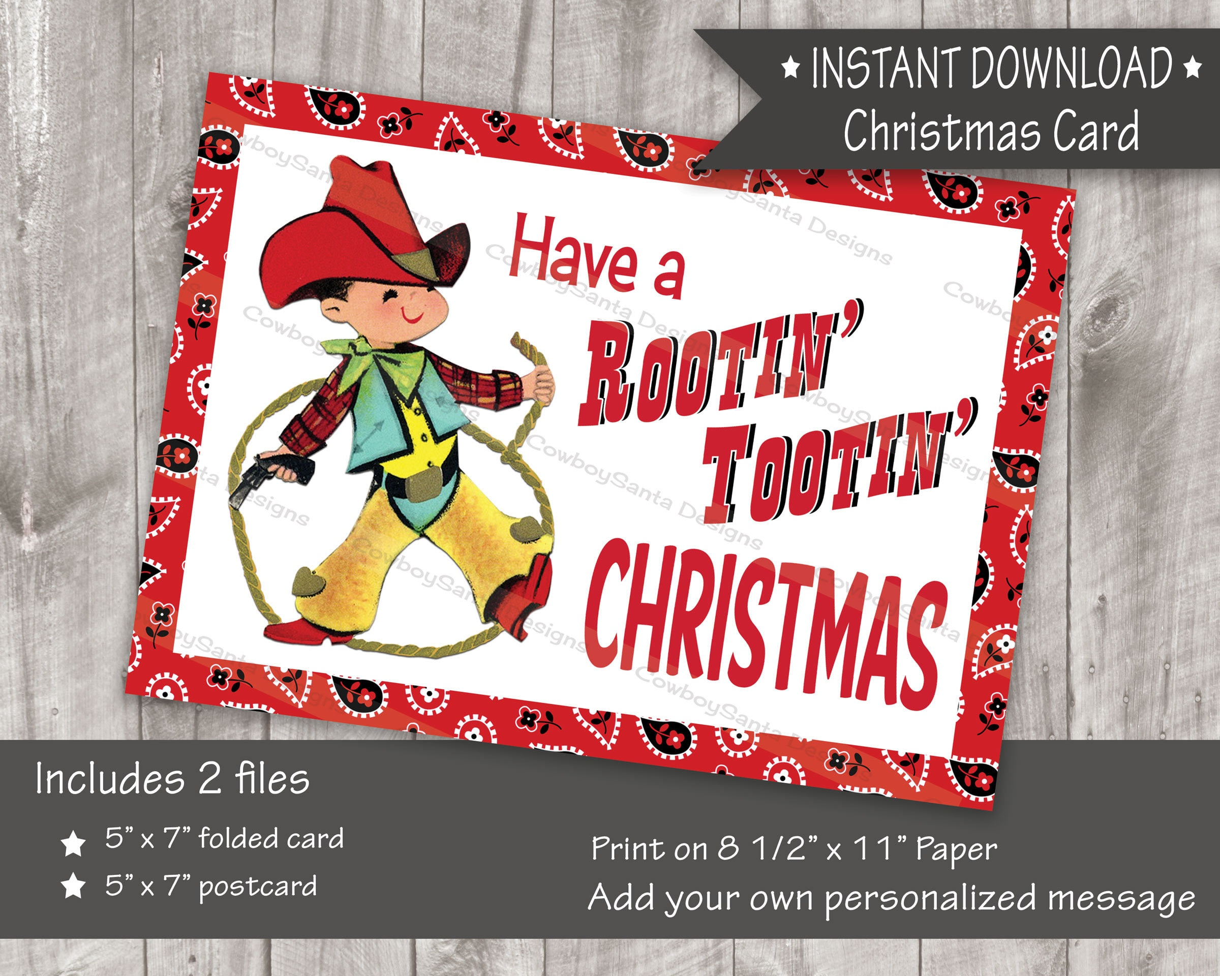 Rootin&amp;#039; Tootin&amp;#039; Retro Cowboy With Rope Christmas Card|Western inside Rootin Tootin Christmas Printable
