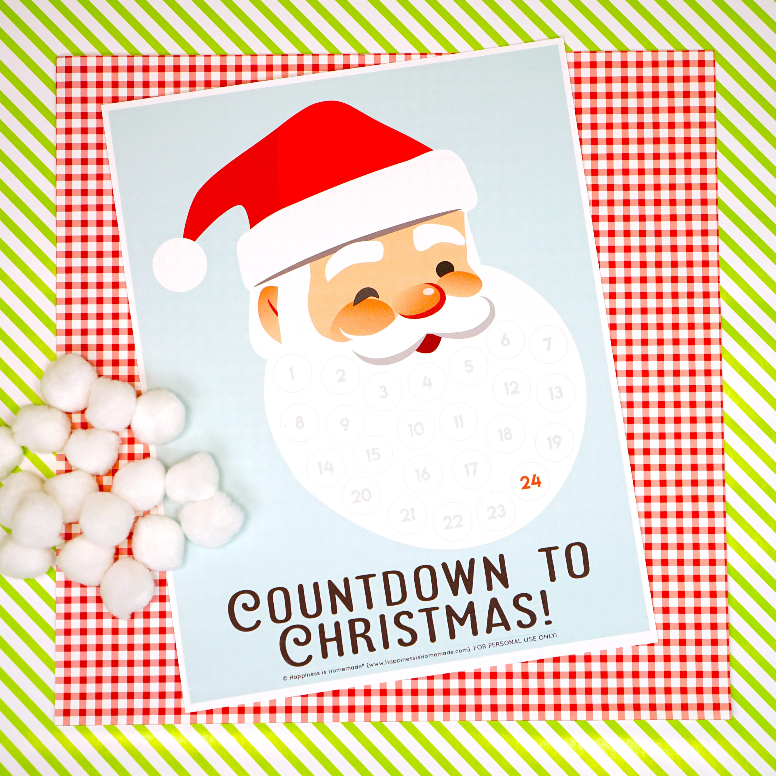Santa Christmas Countdown Printable - Happiness Is Homemade pertaining to Santa Christmas Countdown Printable