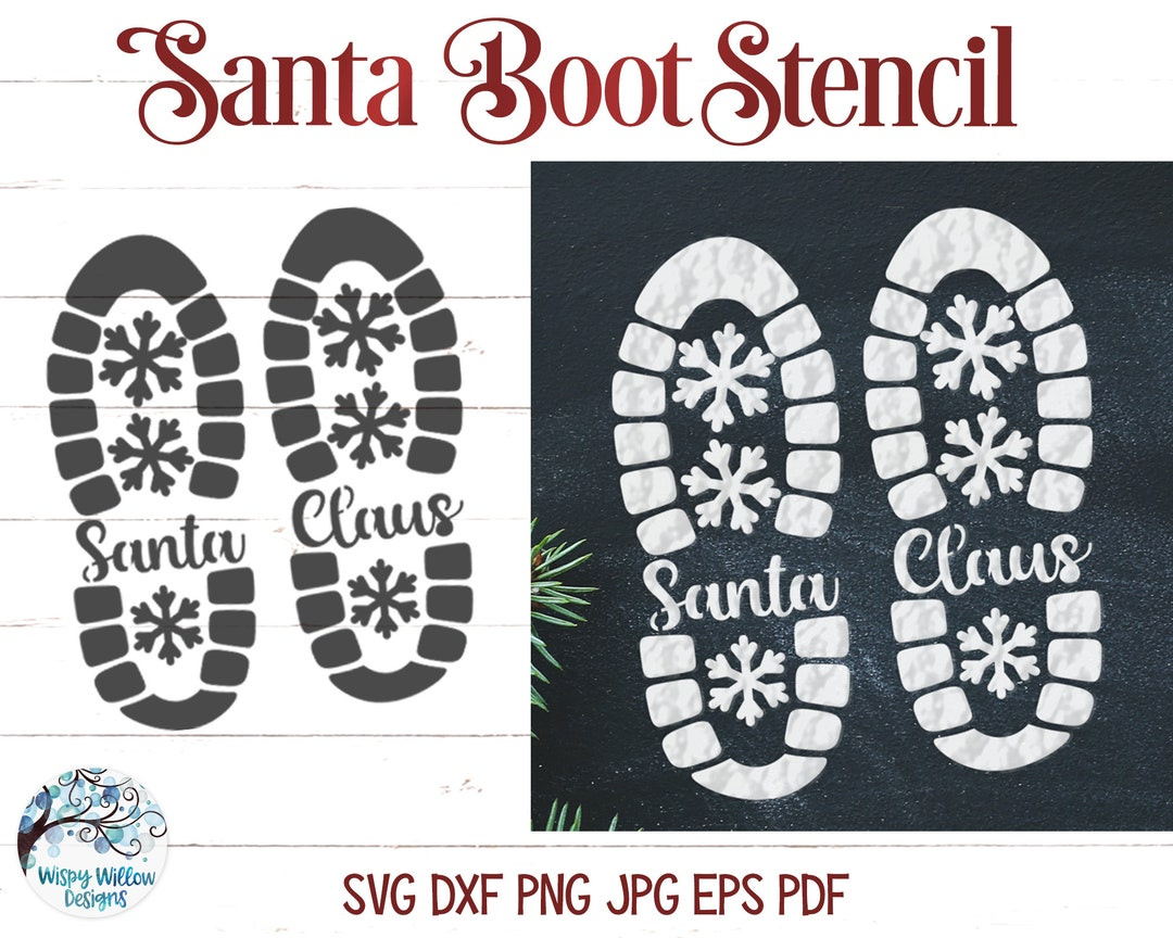 Santa Claus Boot Print Stencils Svg, Santa Claus Boot, Svg, Dxf with Santa Boots Stencil Printable