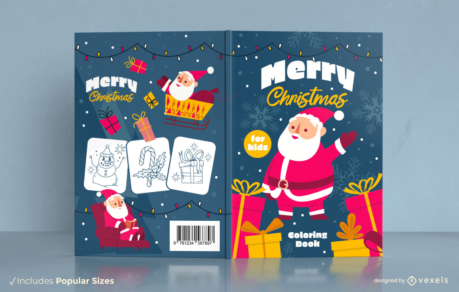 Santa Claus In Christmas Book Cover Design Vector Download in Christmas Book Covers Printable