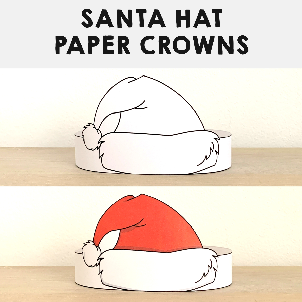 Santa Claus Paper Hats Printable Coloring Craft Winter Christmas with Santa Claus Hat Printable