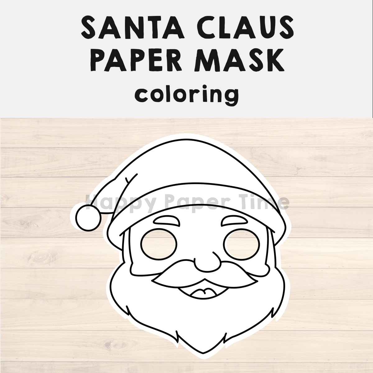 Santa Claus Paper Mask Printable Christmas Coloring Costume Craft within Santa Mask Printable