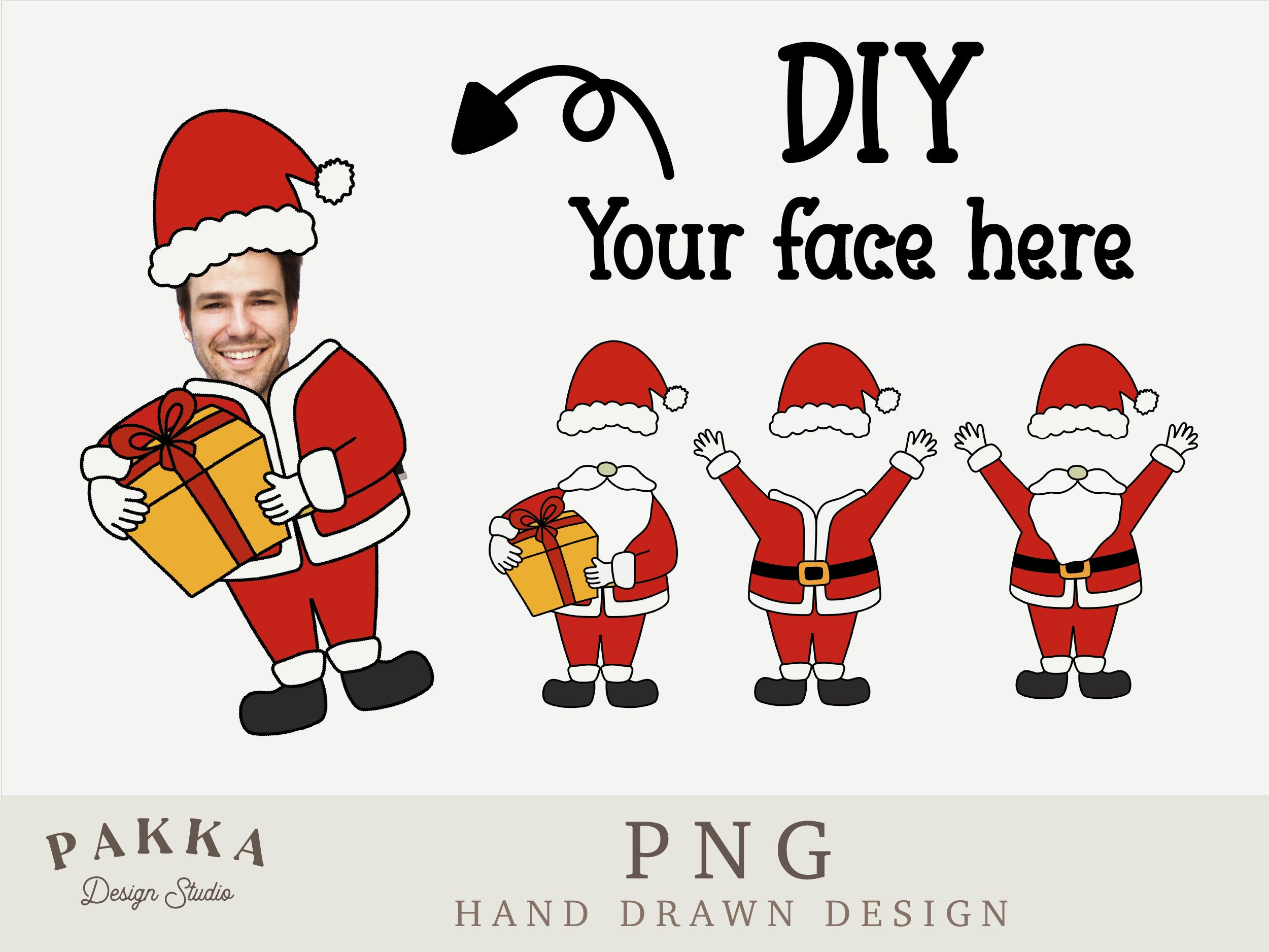 Santa Face Blank Bundle, Add Your Own Photo, Diy Template,Photo inside Santa Face Cutout Printable