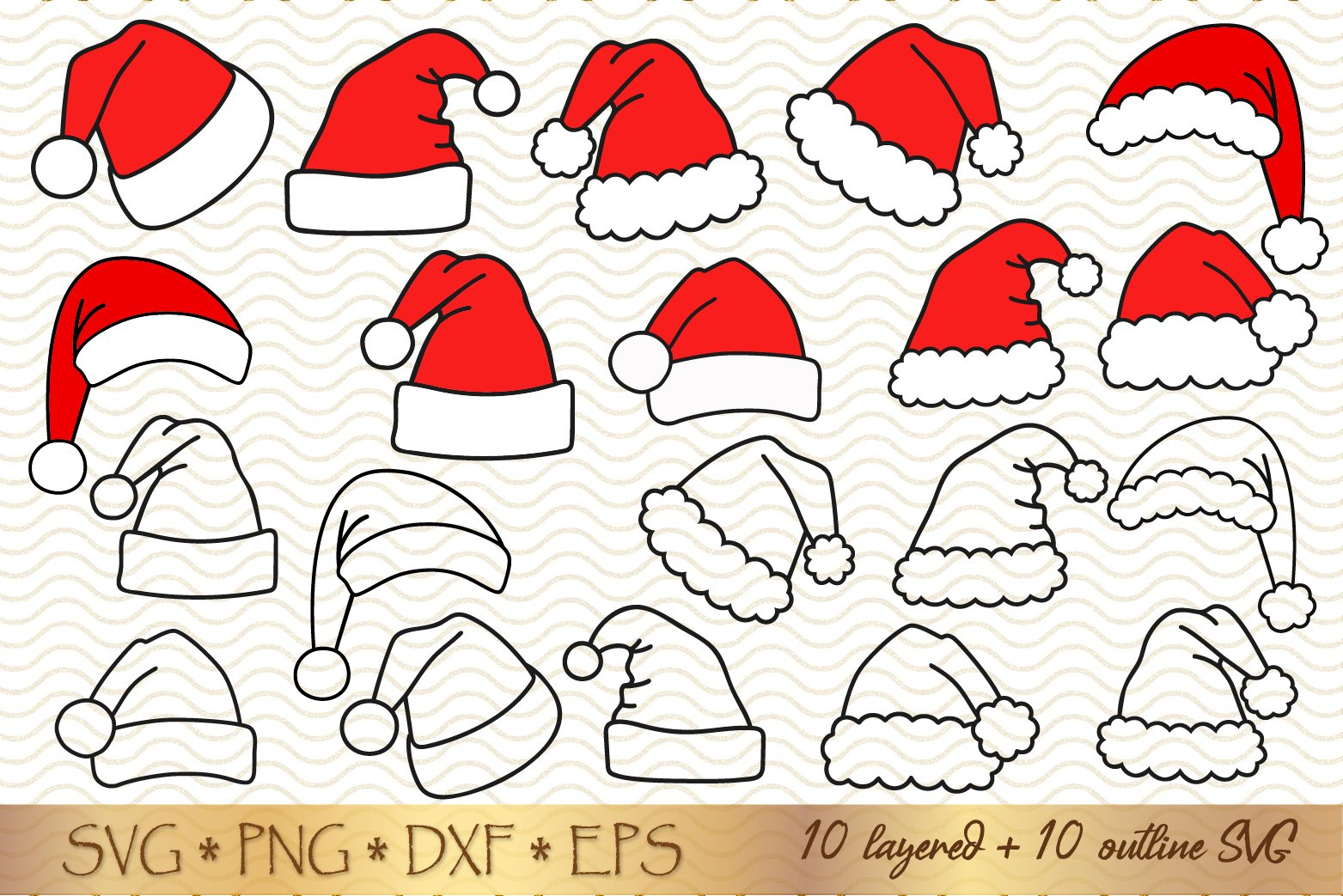 Santa Hat Fabric Template Christmas Santa Claus Hat Bundle Svg Png with Santa Hat Printable