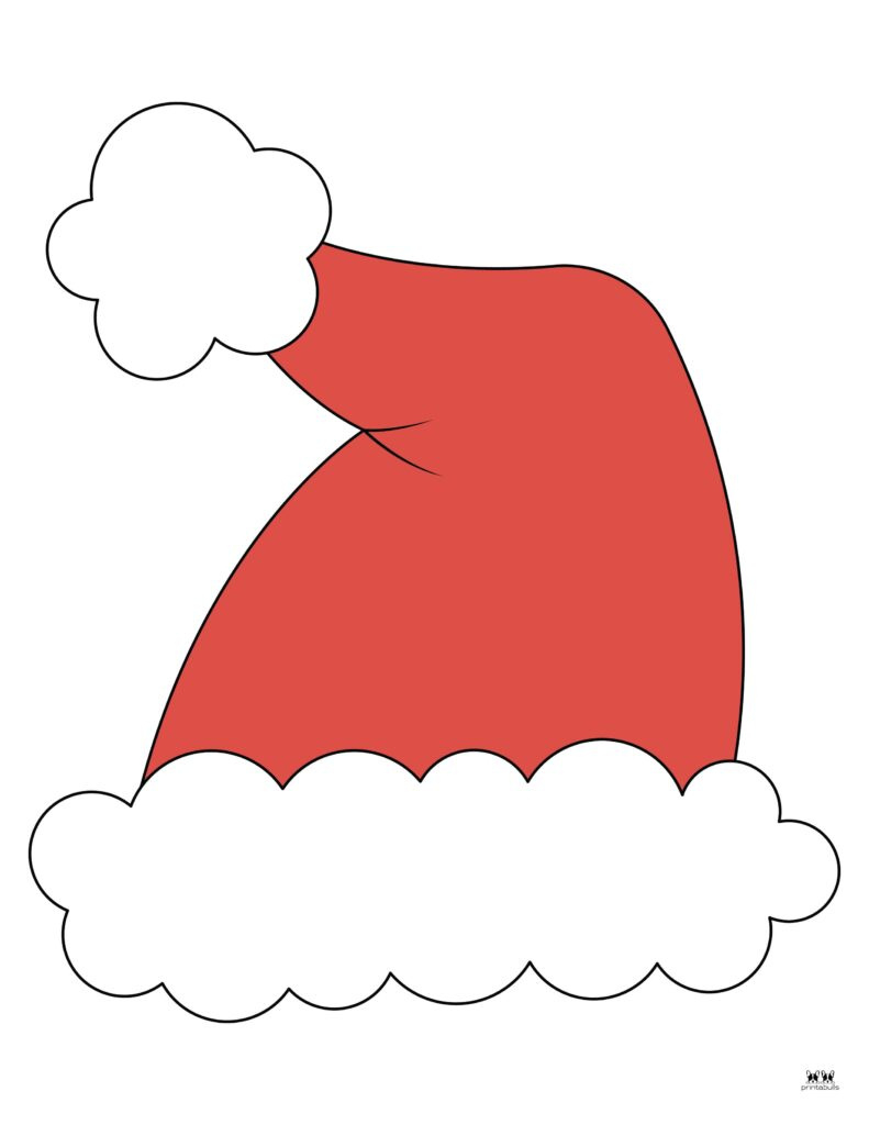 Santa Hat Templates & Coloring Pages - Free | Printabulls for Printable Red Santa Hat