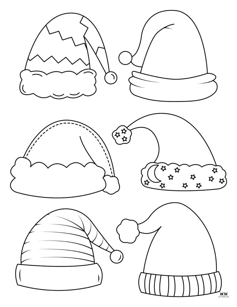 Santa Hat Templates & Coloring Pages - Free | Printabulls in Printable Santa Hat Coloring Page