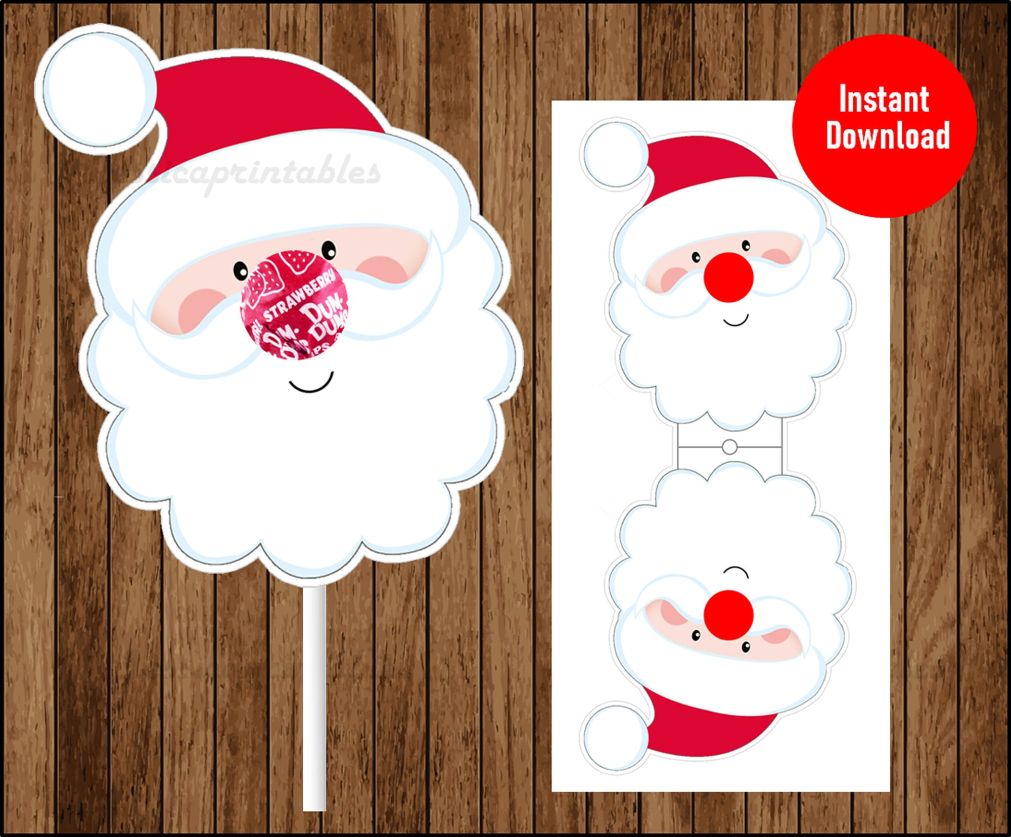 Santa Lollipop Holder Christmas Printable - Etsy.de within Christmas Lollipop Holder Printable