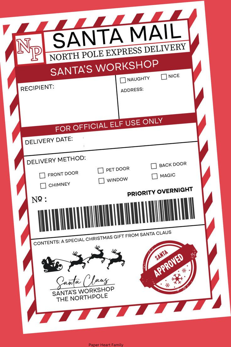 Santa Mail Shipping Label Printable with Christmas Address Label Template Free Download