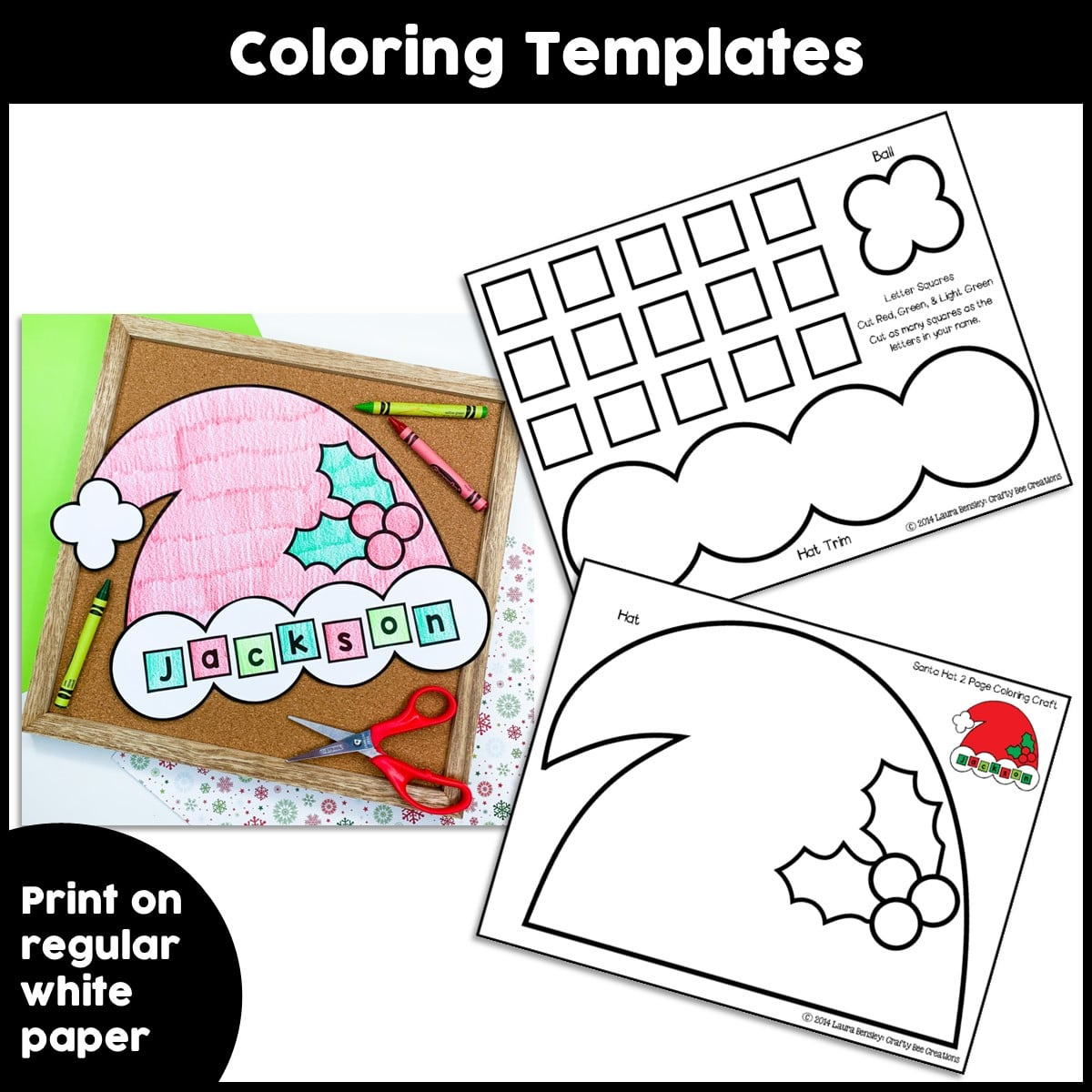 Santa Name Hat Craft Activity - Crafty Bee Creations with Santa Claus Hat and Name Printable