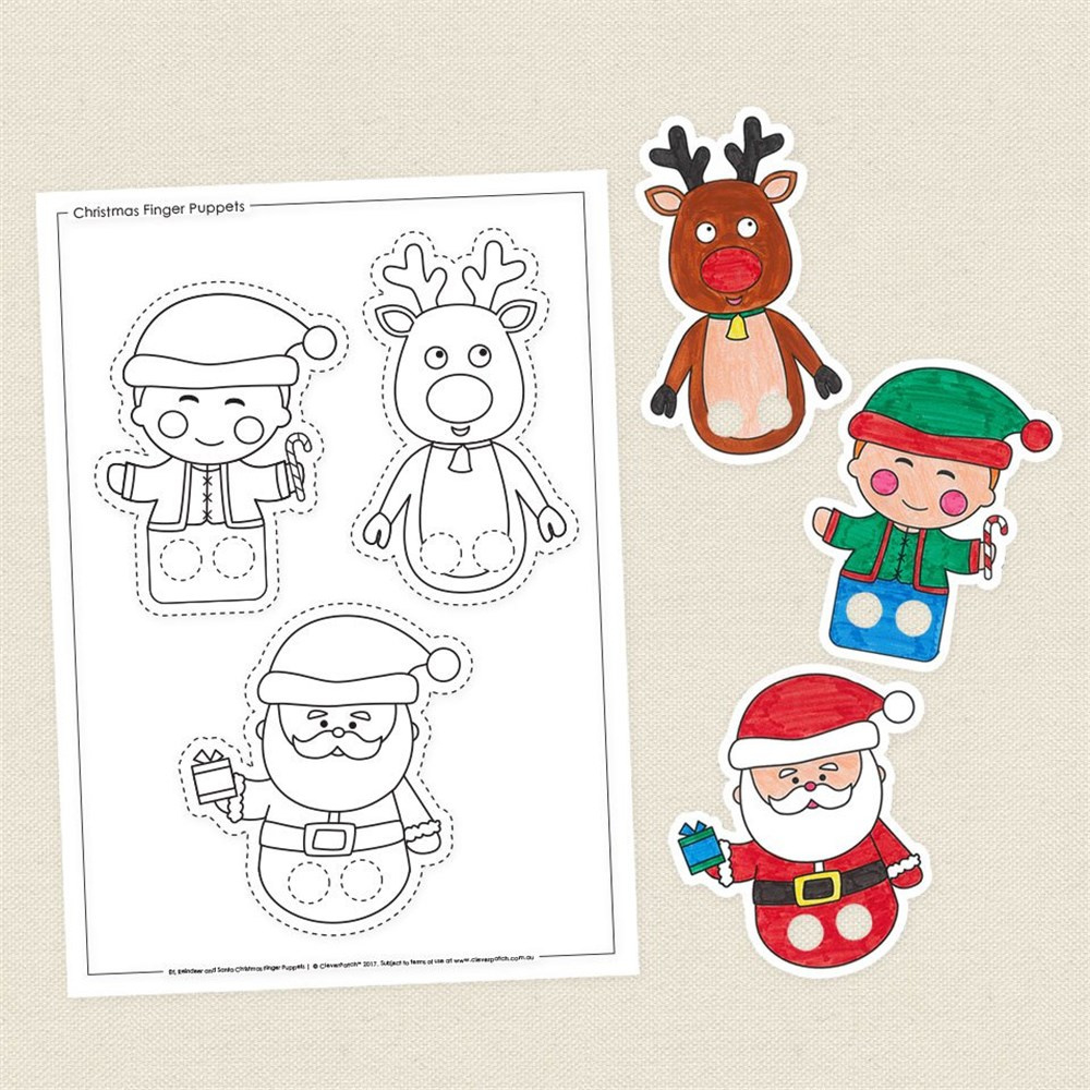 Santa, Reindeer, Elf Christmas Finger Puppets | Christmas regarding Elf Puppet Printable